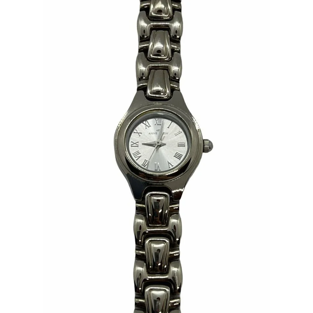 Anne Klein 10/1559 Women's Watch Link Bracelet Roman Numerals Silver Tone